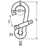 Carabiner 10x100mm Wide Opening, stainless - Image 2