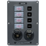 Blue Sea weatherproof switch panel 4x + USB + 12v socket - Image 1