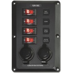 Blue Sea BelowDeck switch panel 4x + 12v sockets - Image 1