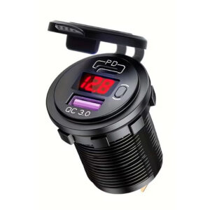 USB laadija QuickCharge 3.0 + USB-C voltmeetri ja lülitiga